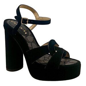 Coach Black Ankle Strap Heels